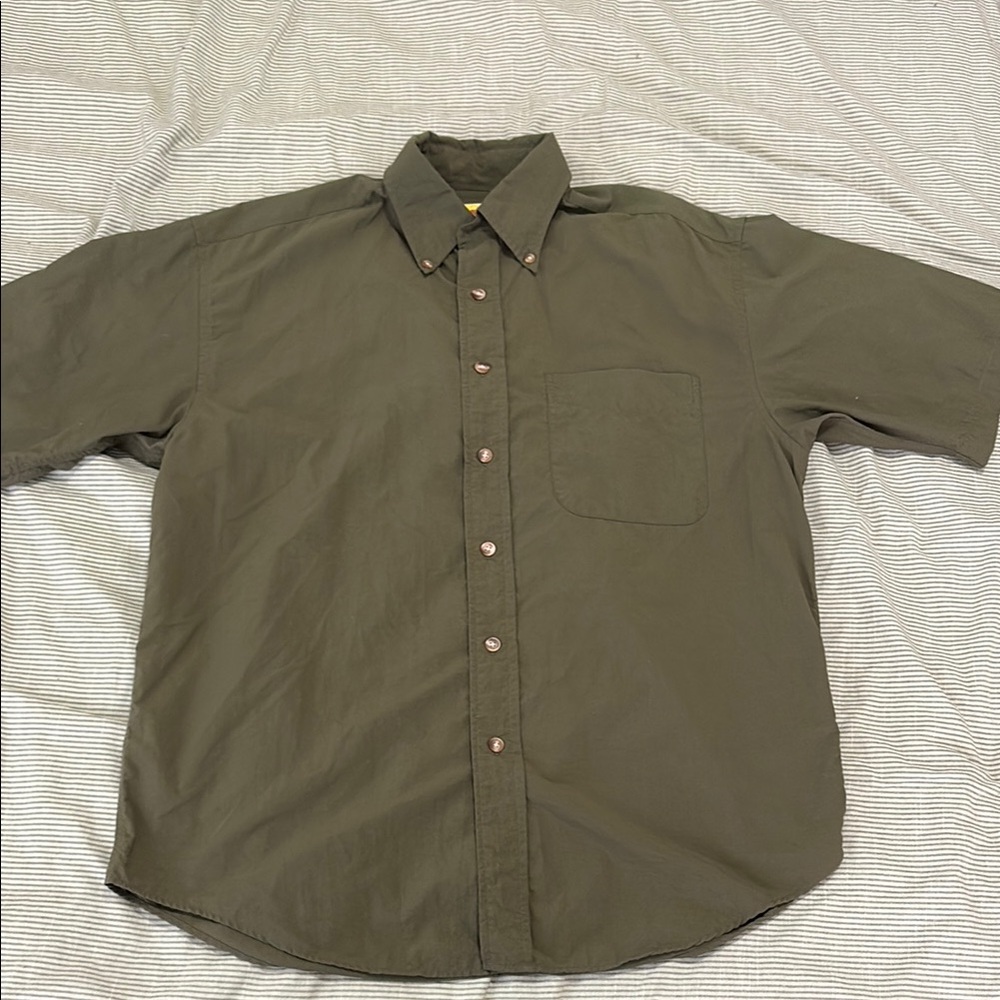 Sun Solutions Vintage Green Short Sleeve Button Up